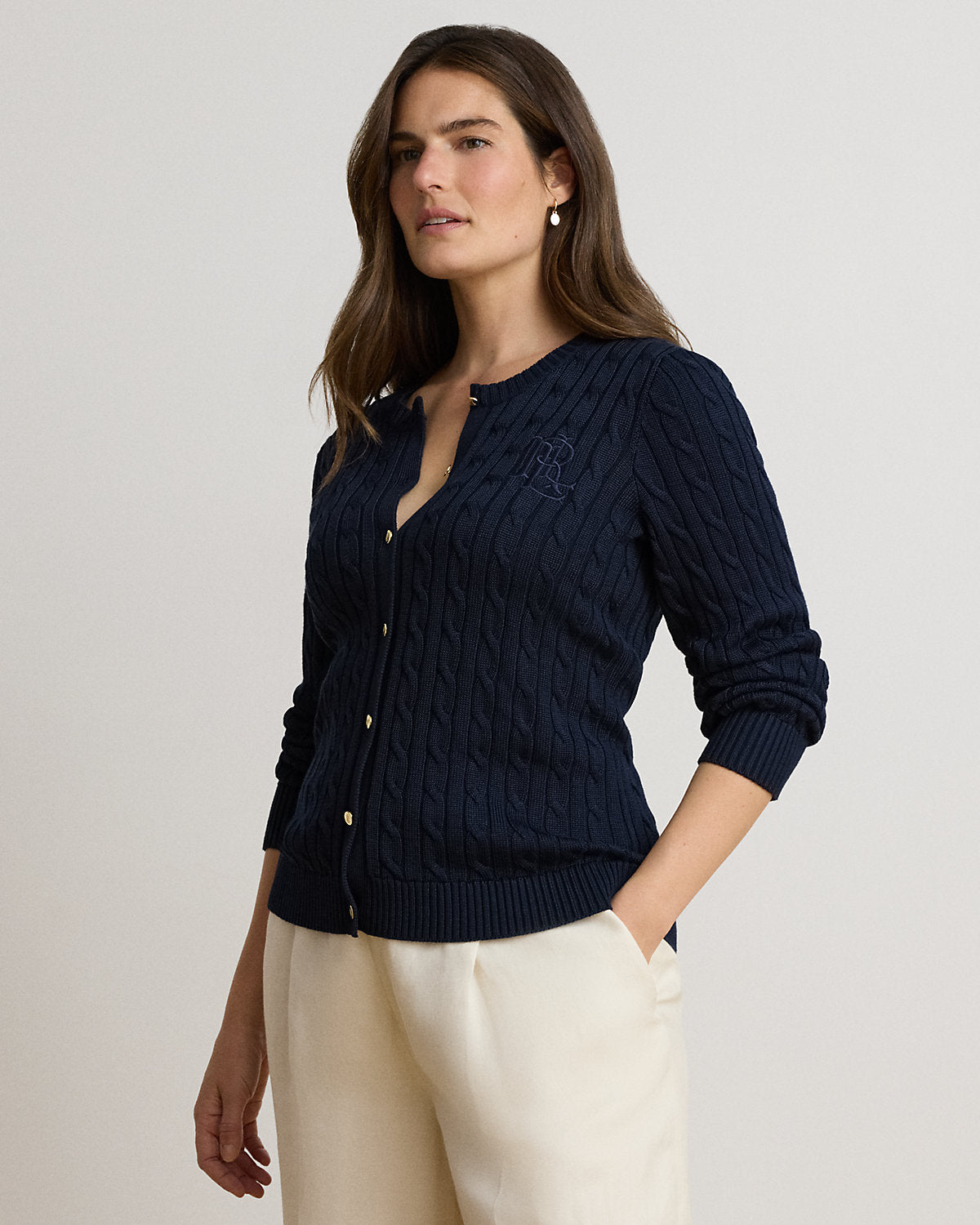 Cable-Knit Cotton-Blend Cardigan