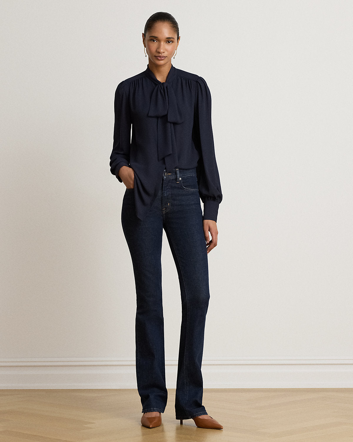 Georgette Tie-Neck Blouse
