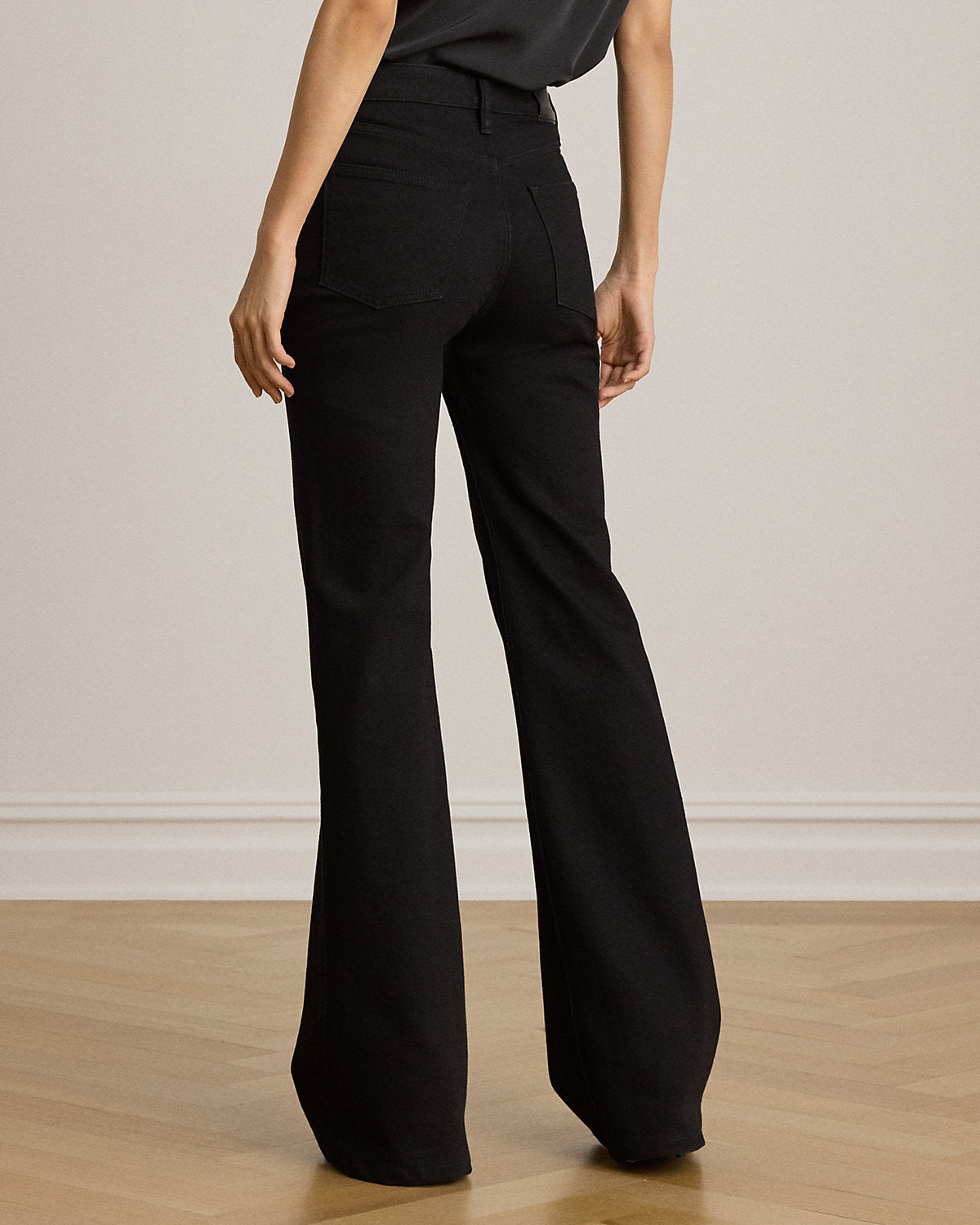 Lace-Up High-Rise Flare Jean