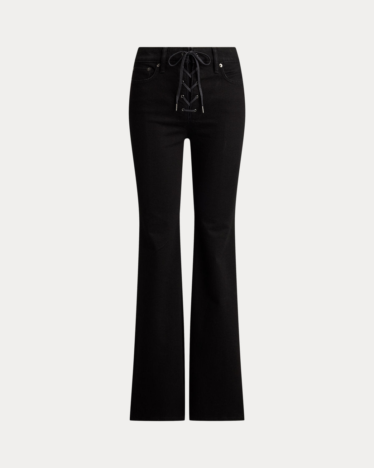 Lace-Up High-Rise Flare Jean
