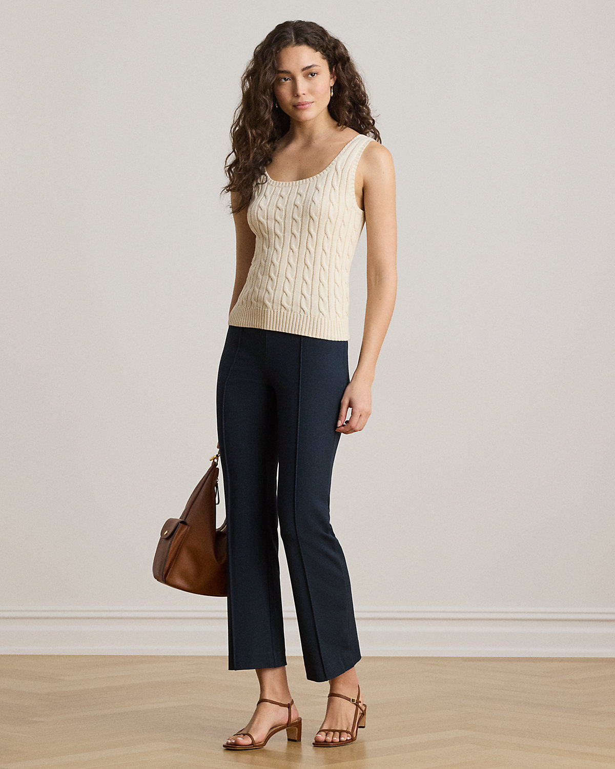 Cable Cotton-Blend Sleeveless Sweater