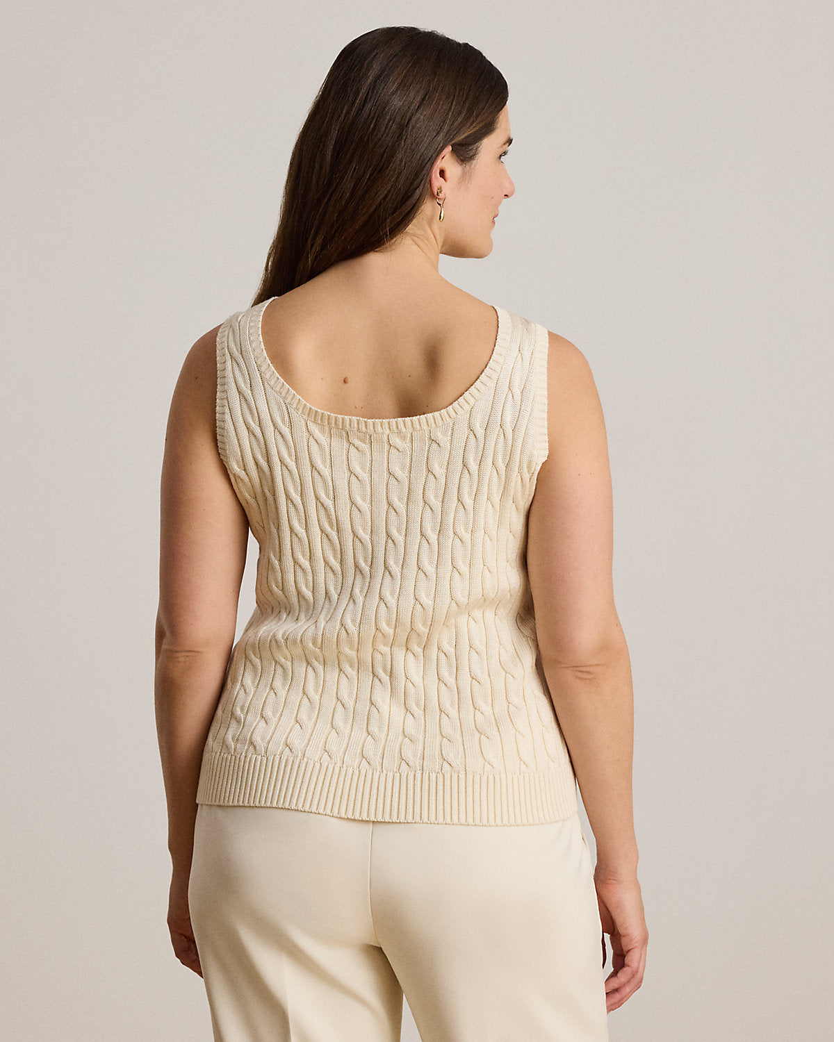 Cable Cotton-Blend Sleeveless Sweater