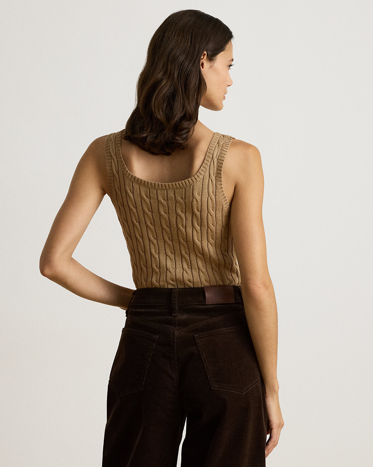 Cable Cotton-Blend Sleeveless Sweater