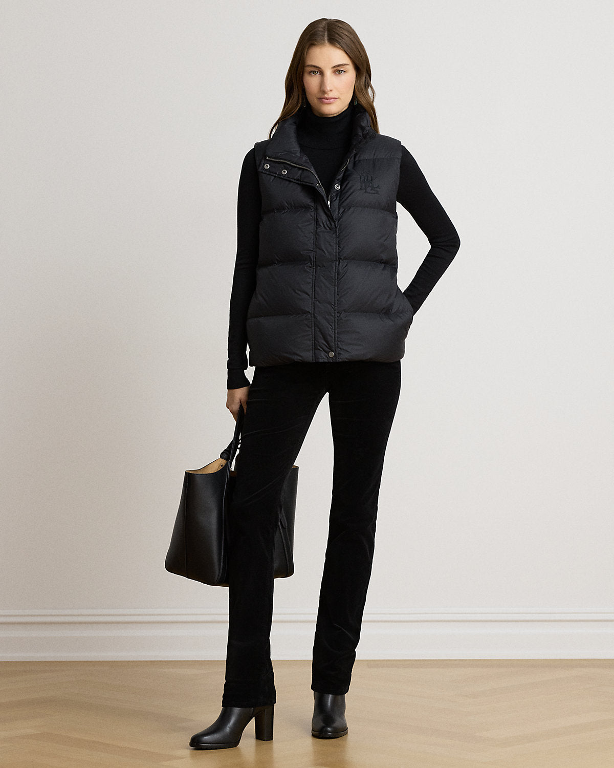 Channel-Quilted Funnelneck Down Vest