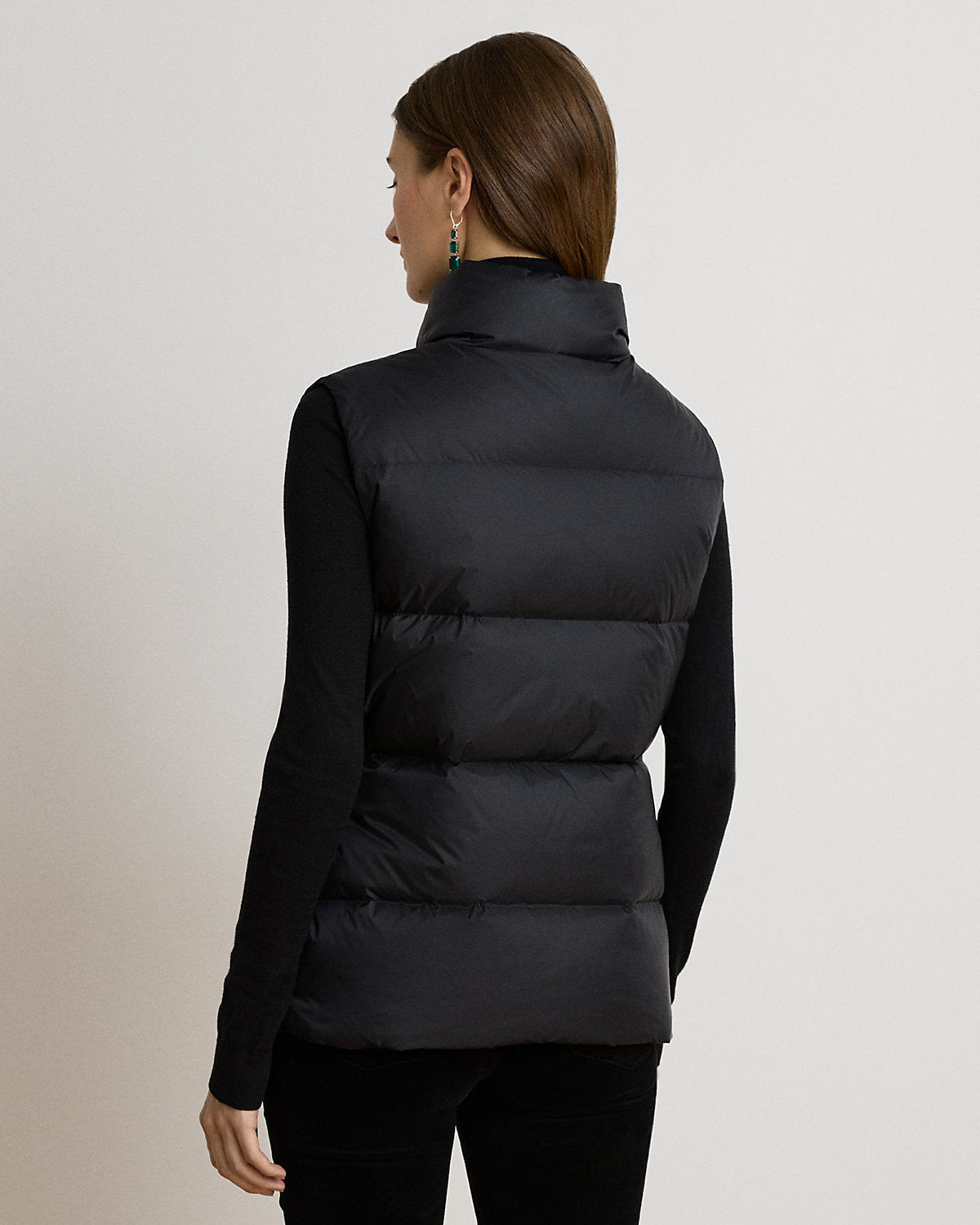 Channel-Quilted Funnelneck Down Vest