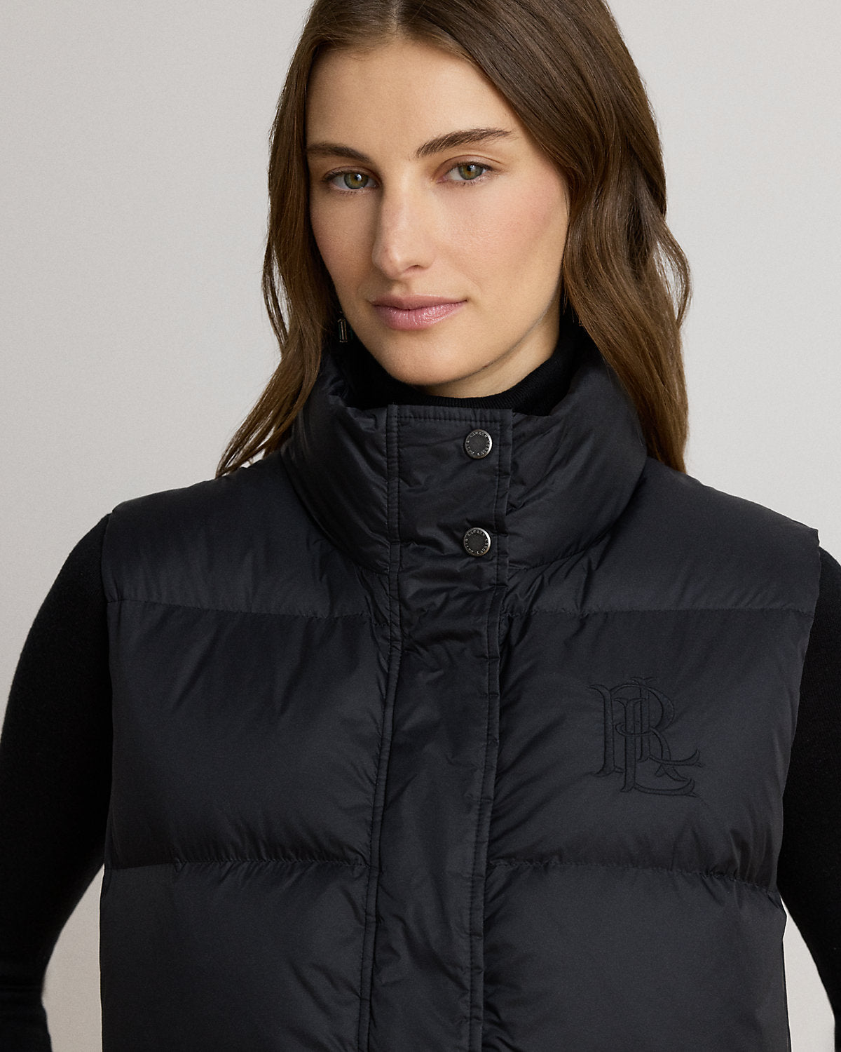 Channel-Quilted Funnelneck Down Vest