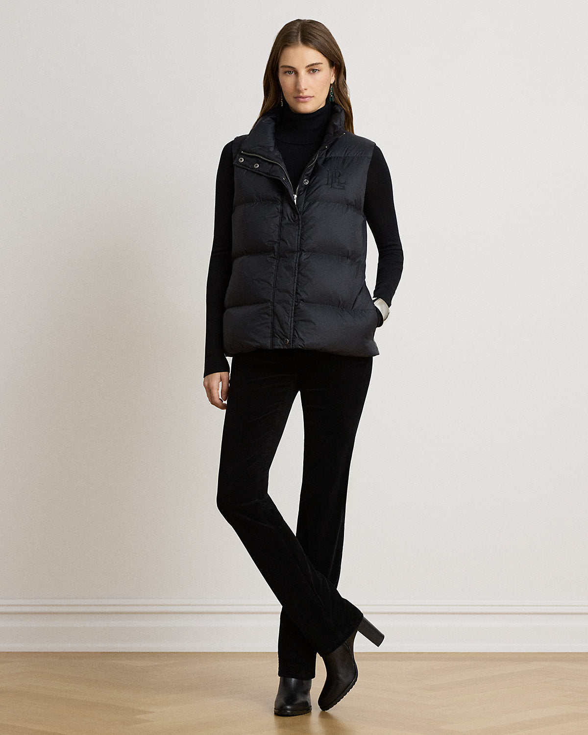 Channel-Quilted Funnelneck Down Vest
