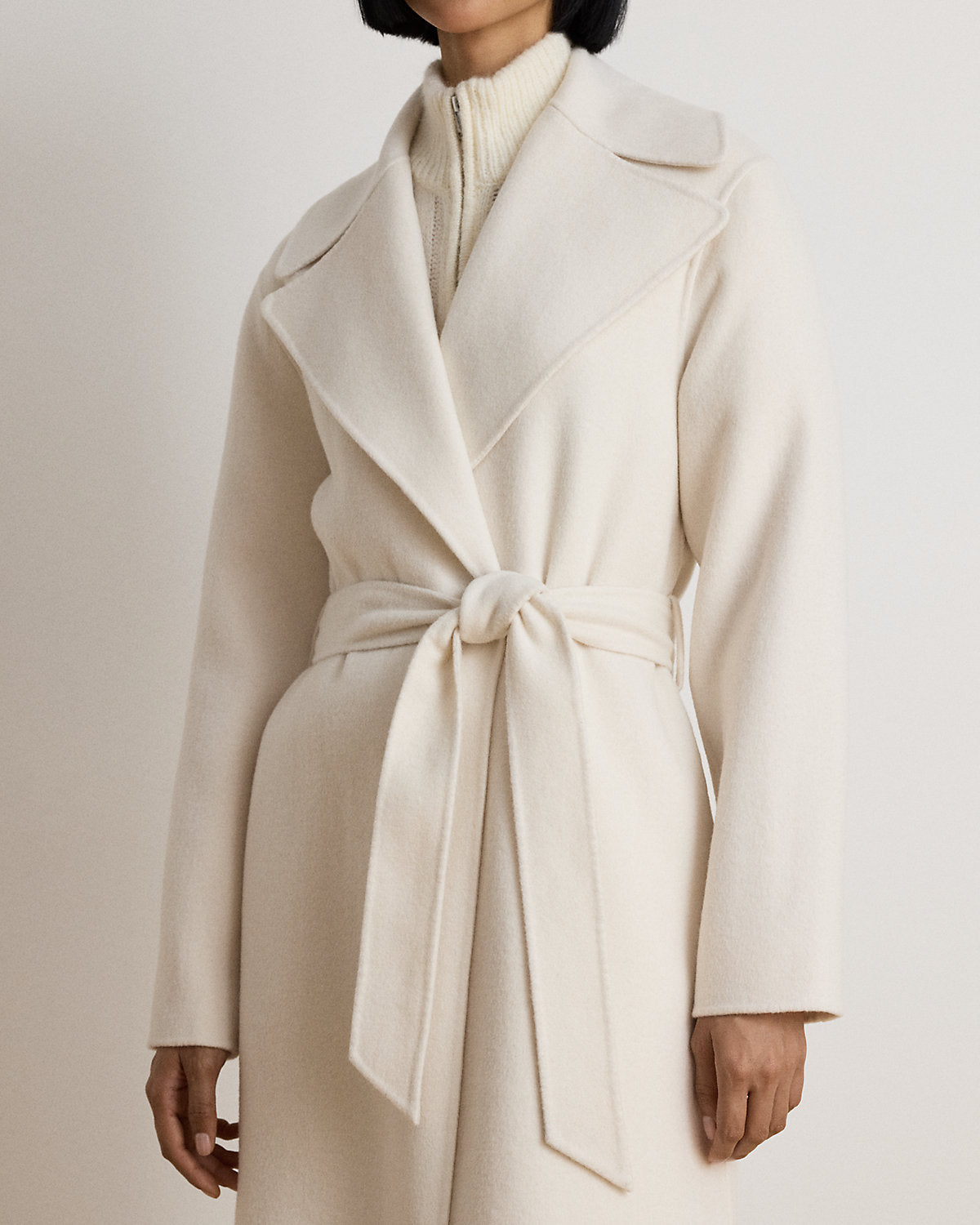 Double-Faced Wool-Blend Wrap Coat