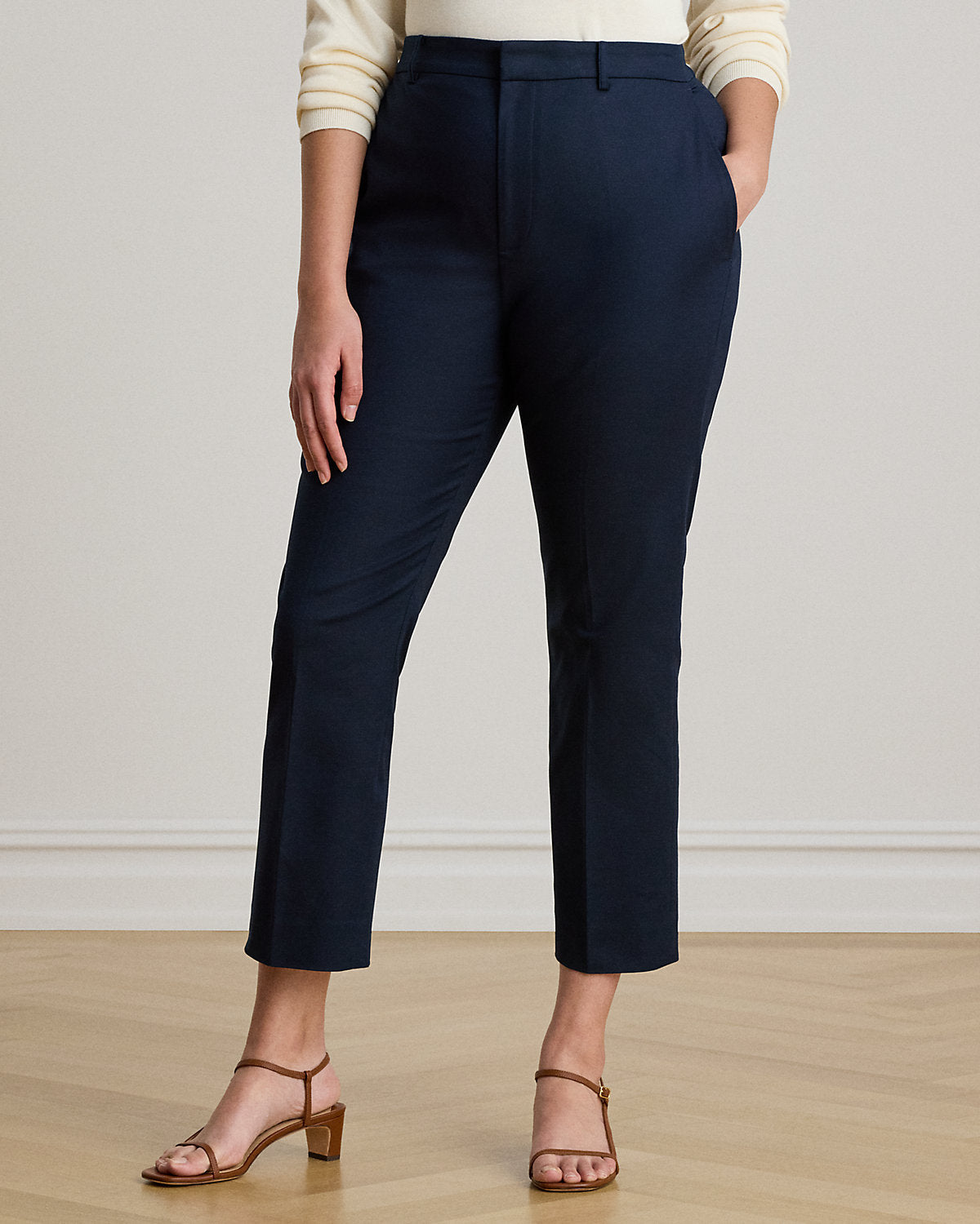 Double-Faced Cotton Slim Straight Pant