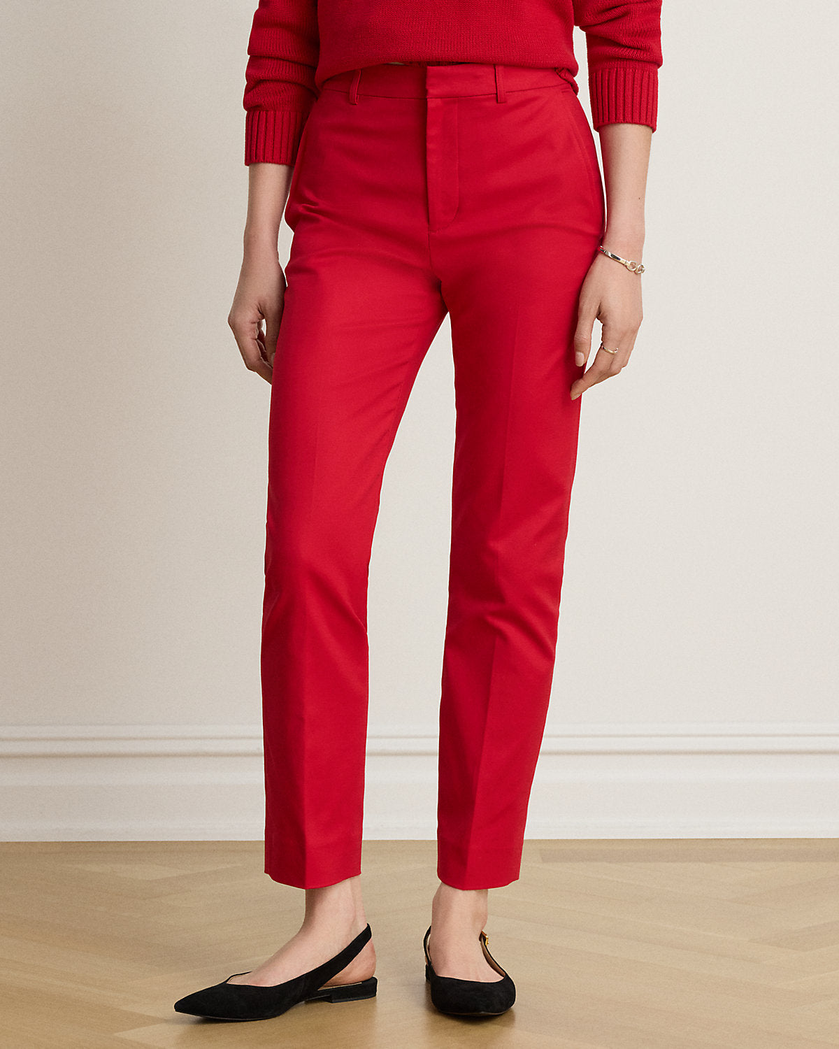 Double-Faced Cotton Slim Straight Pant