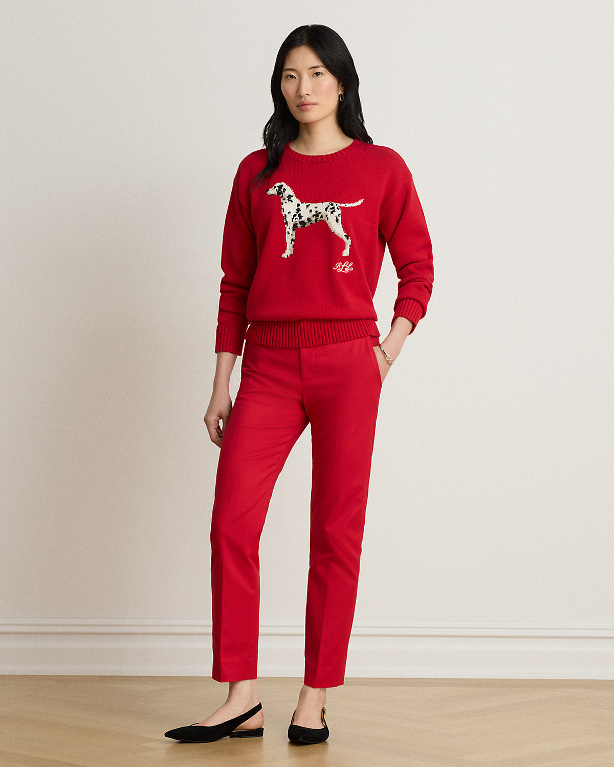 Double-Faced Cotton Slim Straight Pant