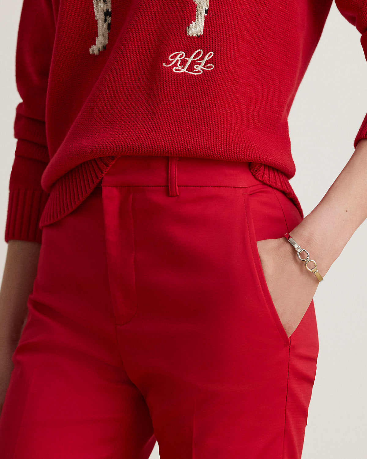 Double-Faced Cotton Slim Straight Pant