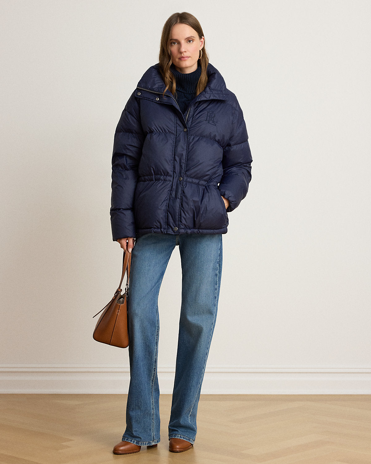 Quilted Funnelneck Down Coat