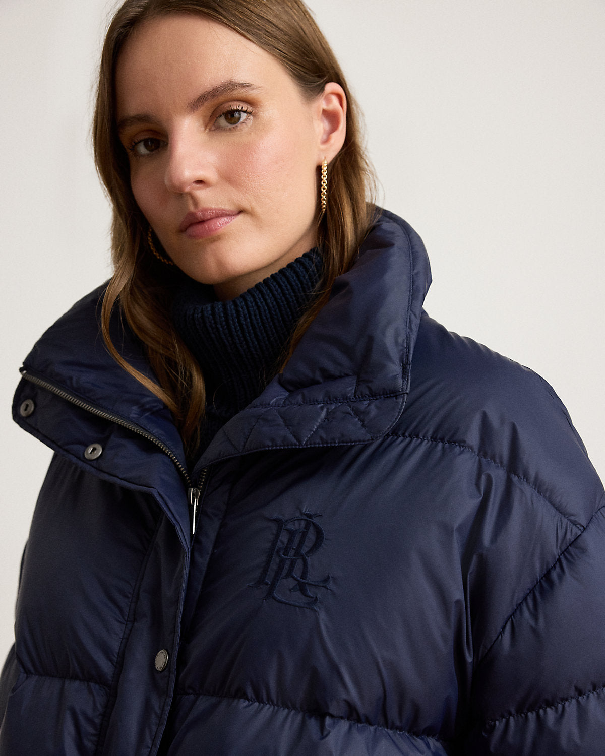 Quilted Funnelneck Down Coat