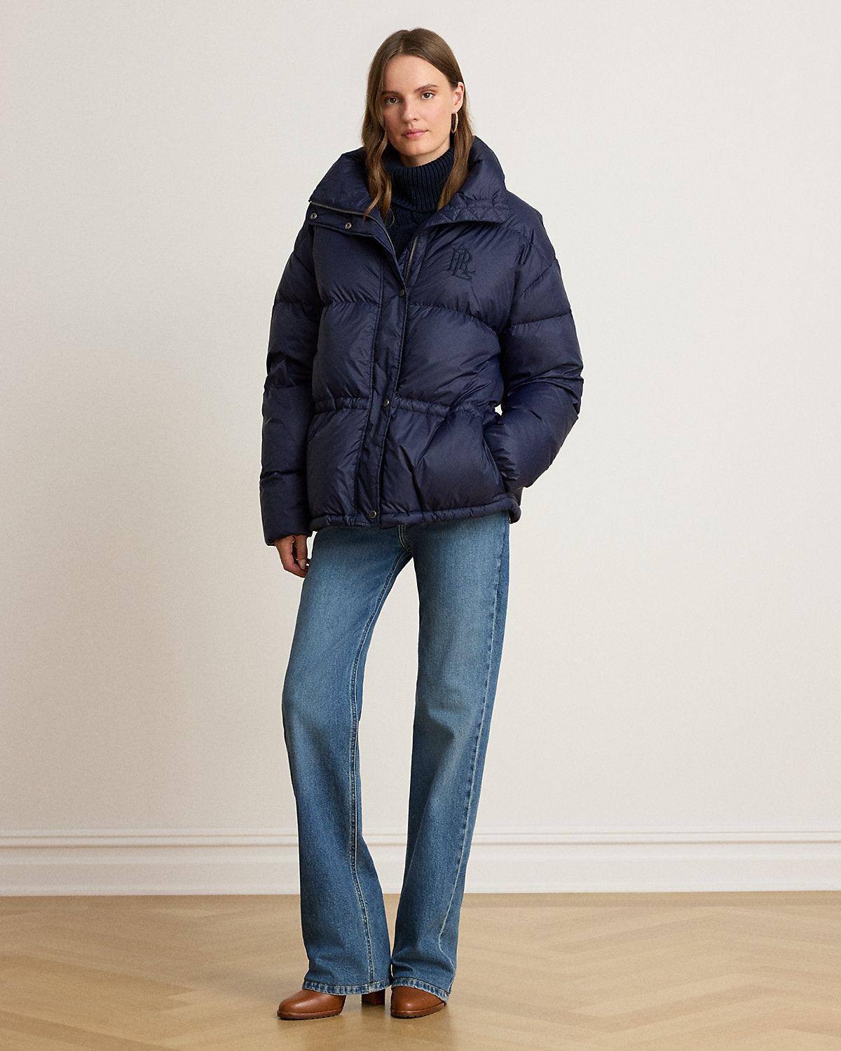 Quilted Funnelneck Down Coat