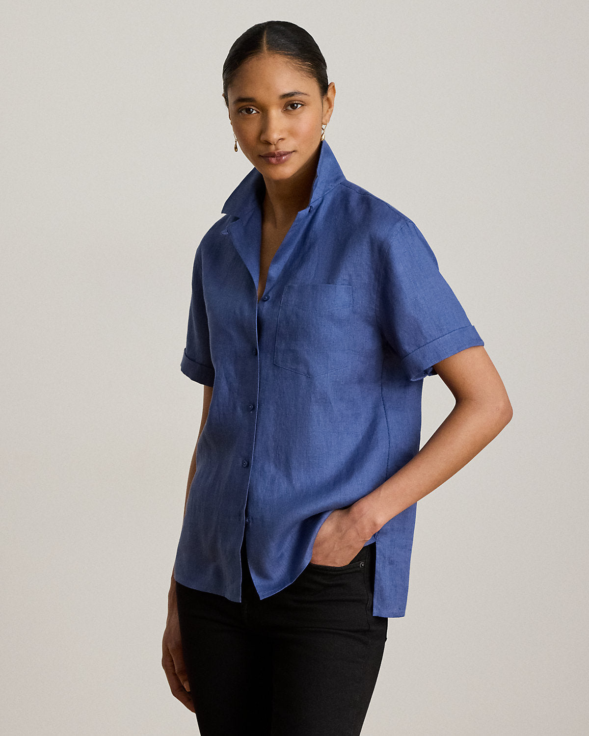 Linen Short-Sleeve Camp Shirt