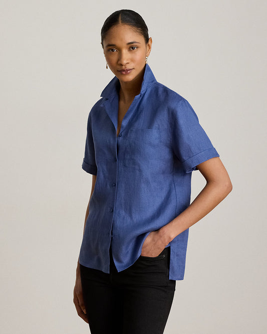 Linen Short-Sleeve Camp Shirt