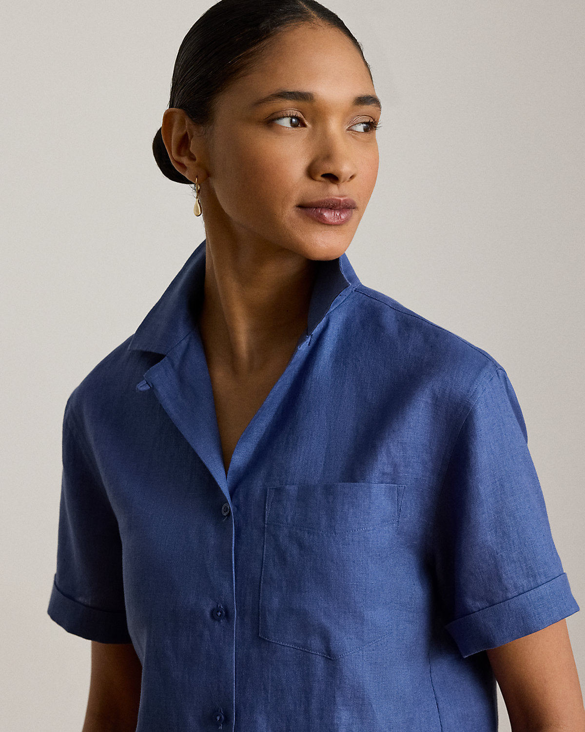 Linen Short-Sleeve Camp Shirt