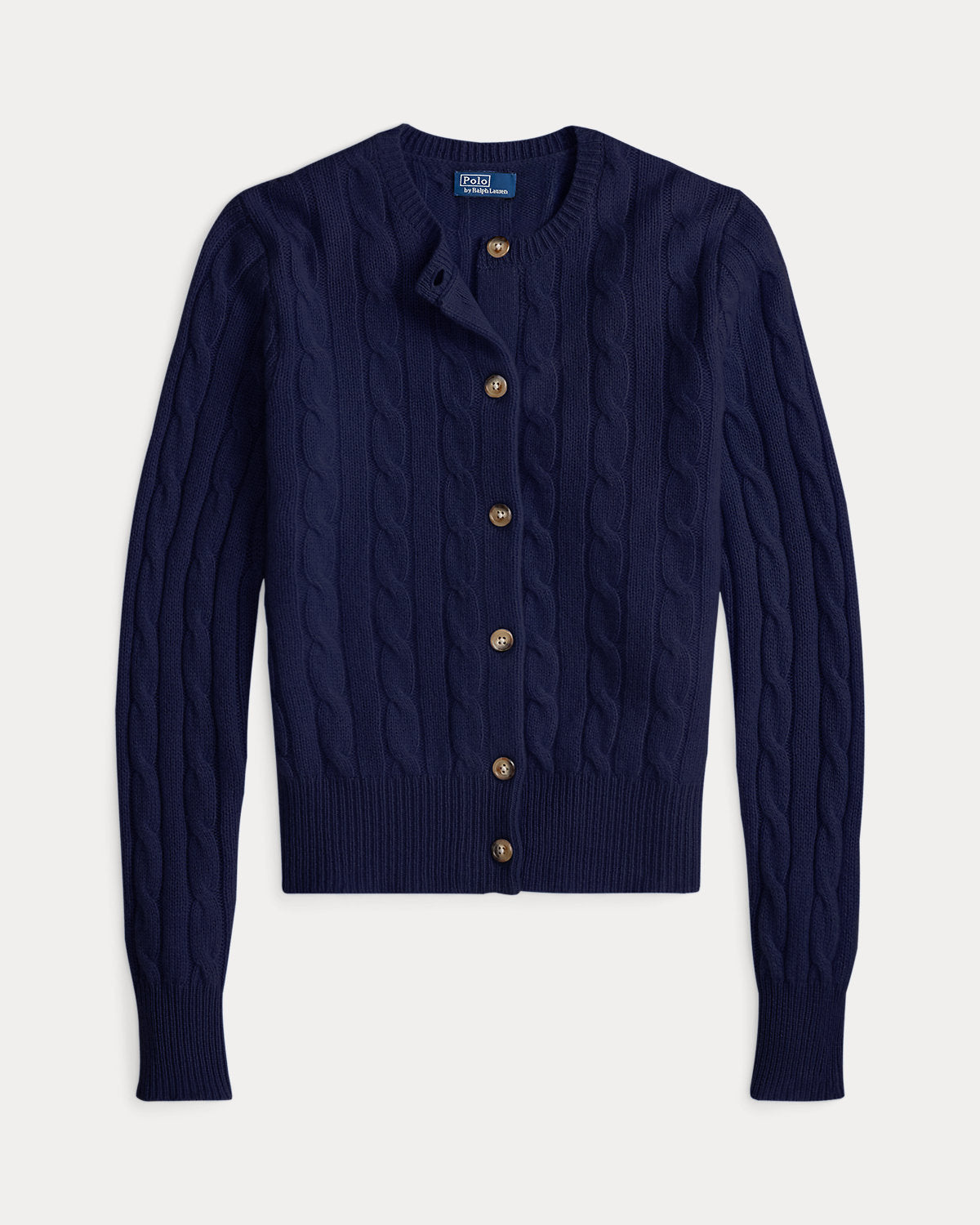 Cable-Knit Cashmere Crewneck Cardigan