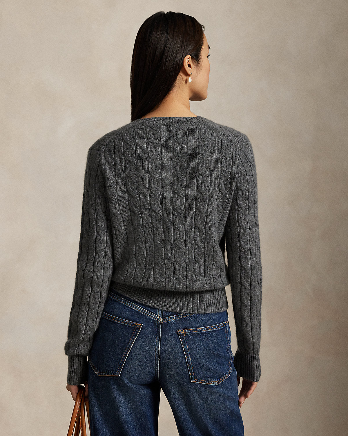 Cable-Knit Cashmere Crewneck Cardigan