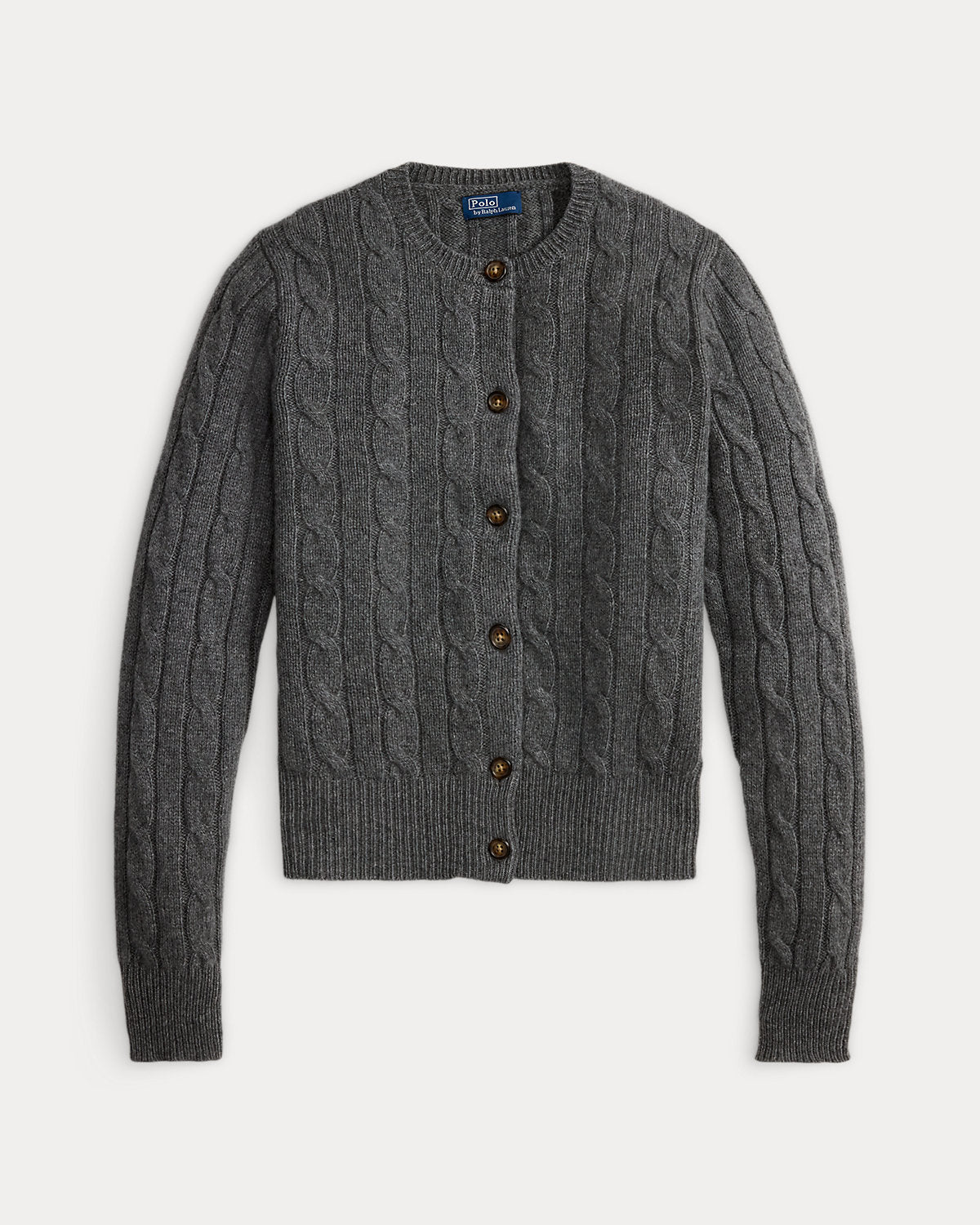 Cable-Knit Cashmere Crewneck Cardigan
