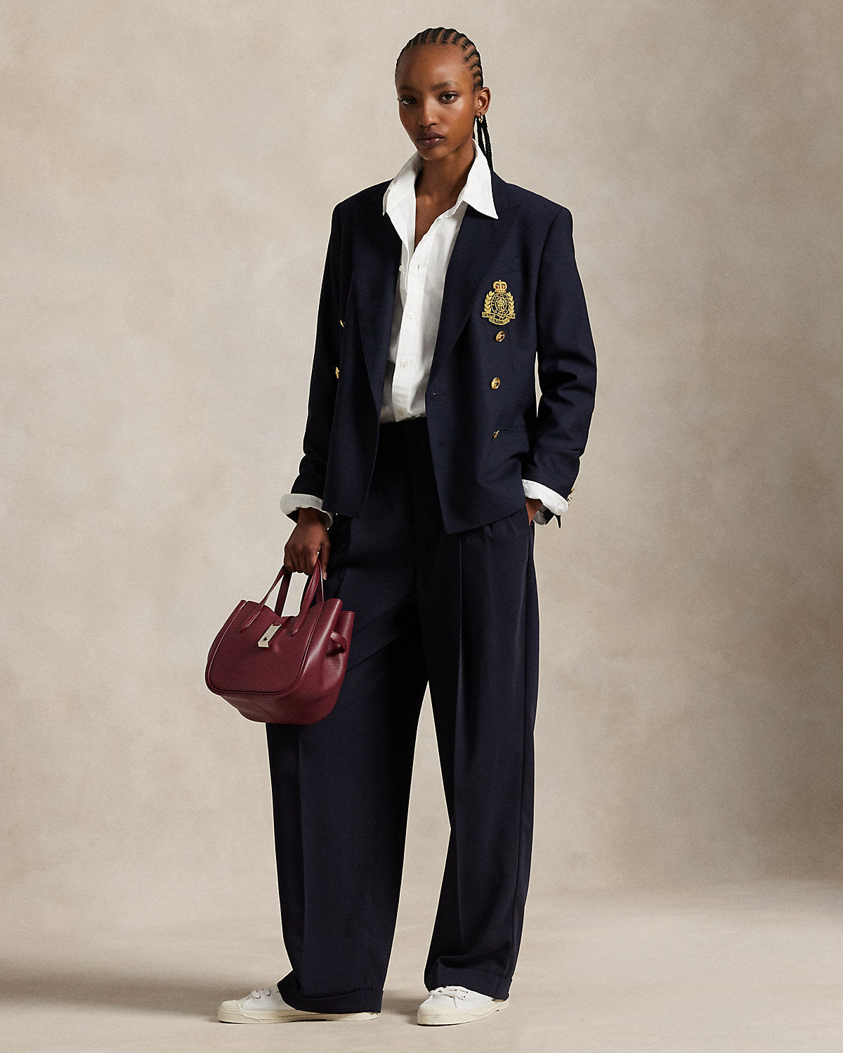 Double-Breasted Crest Blazer