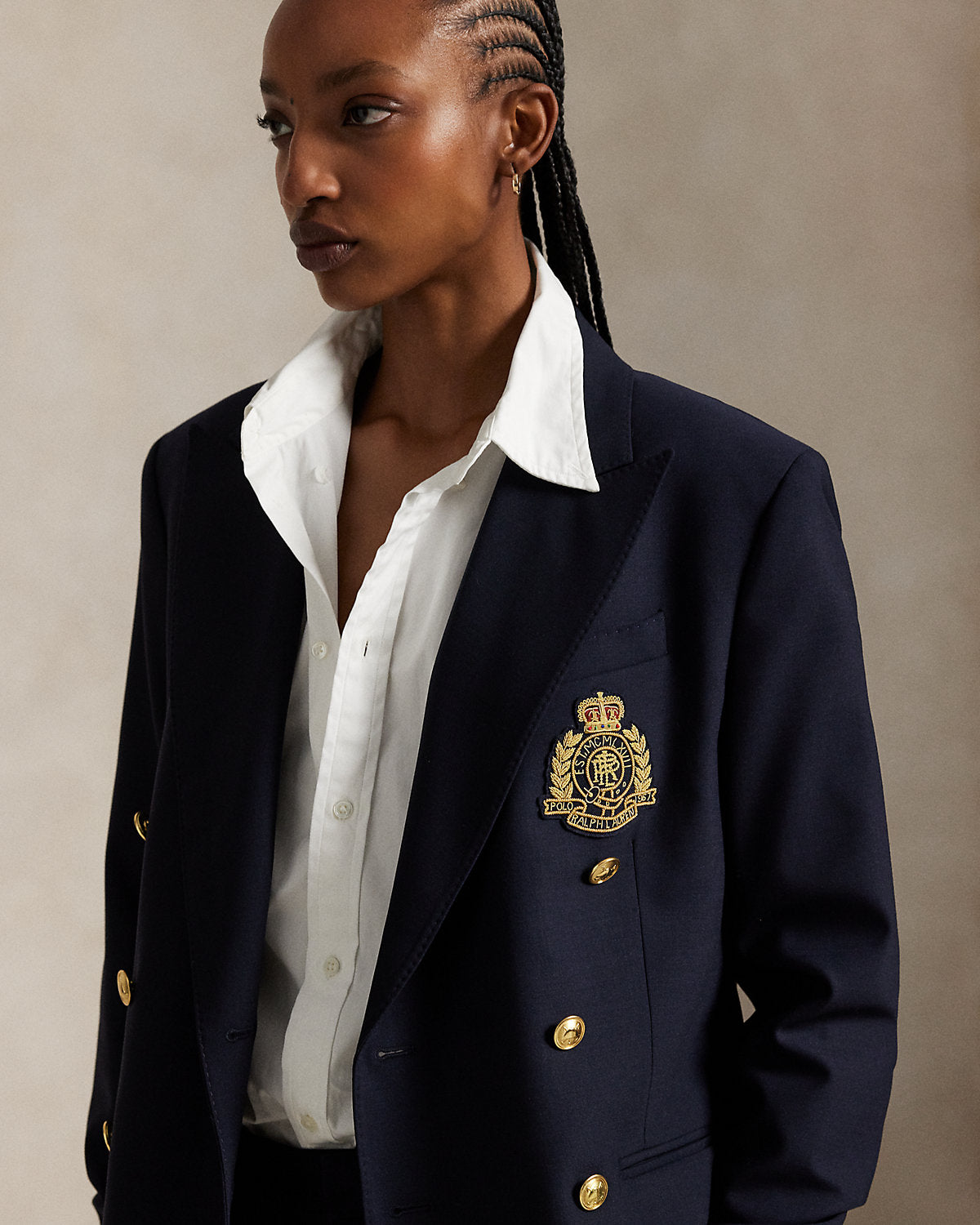 Double-Breasted Crest Blazer