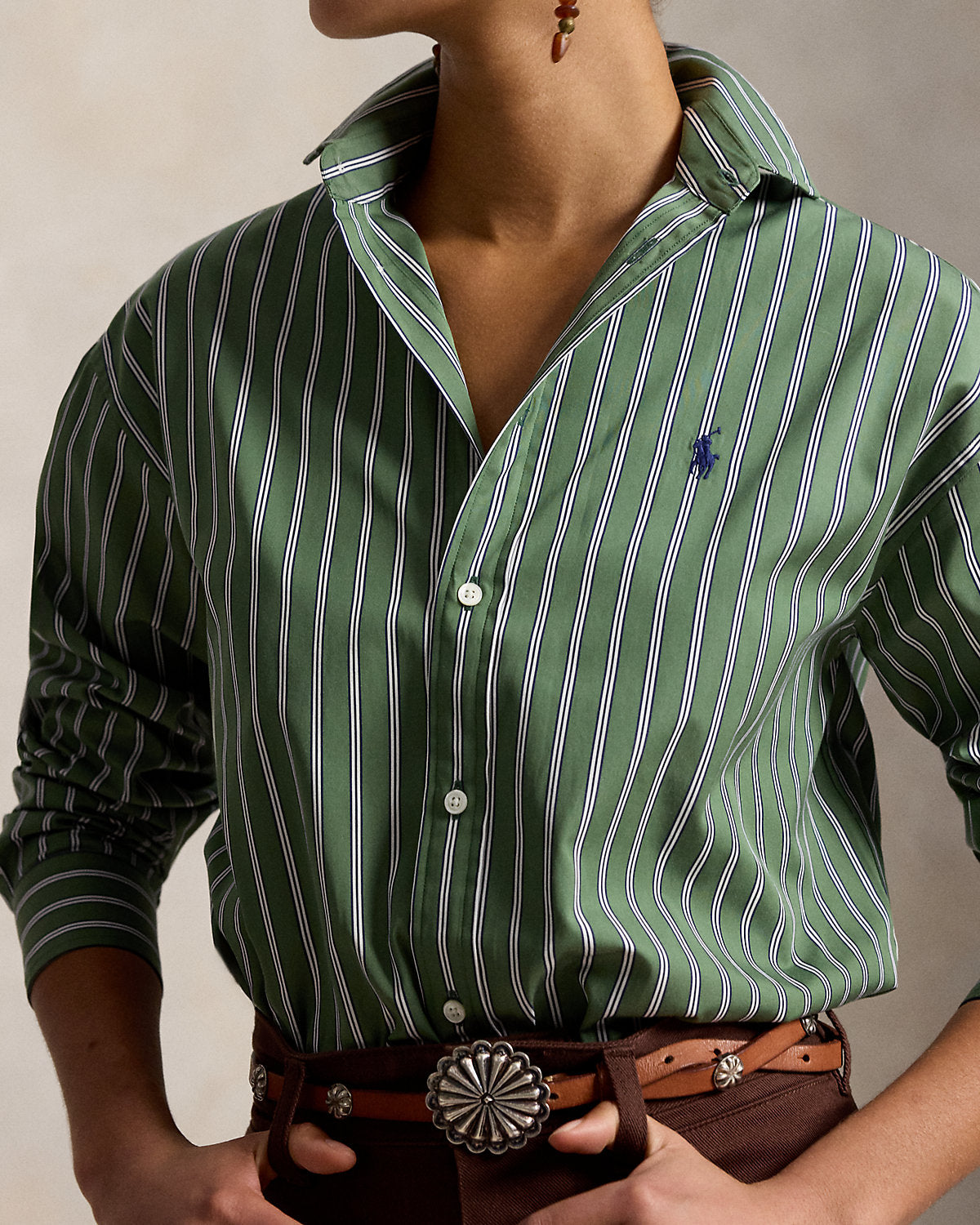 Relaxed Fit Striped Cotton Shirt