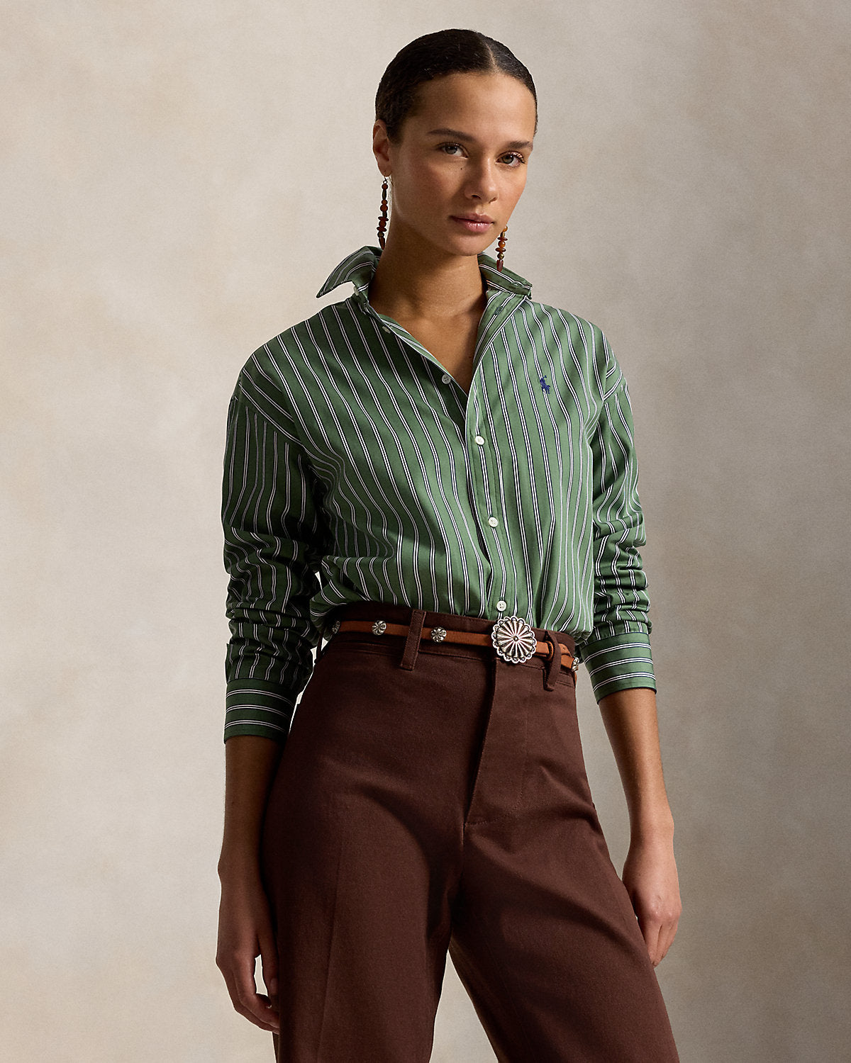 Relaxed Fit Striped Cotton Shirt