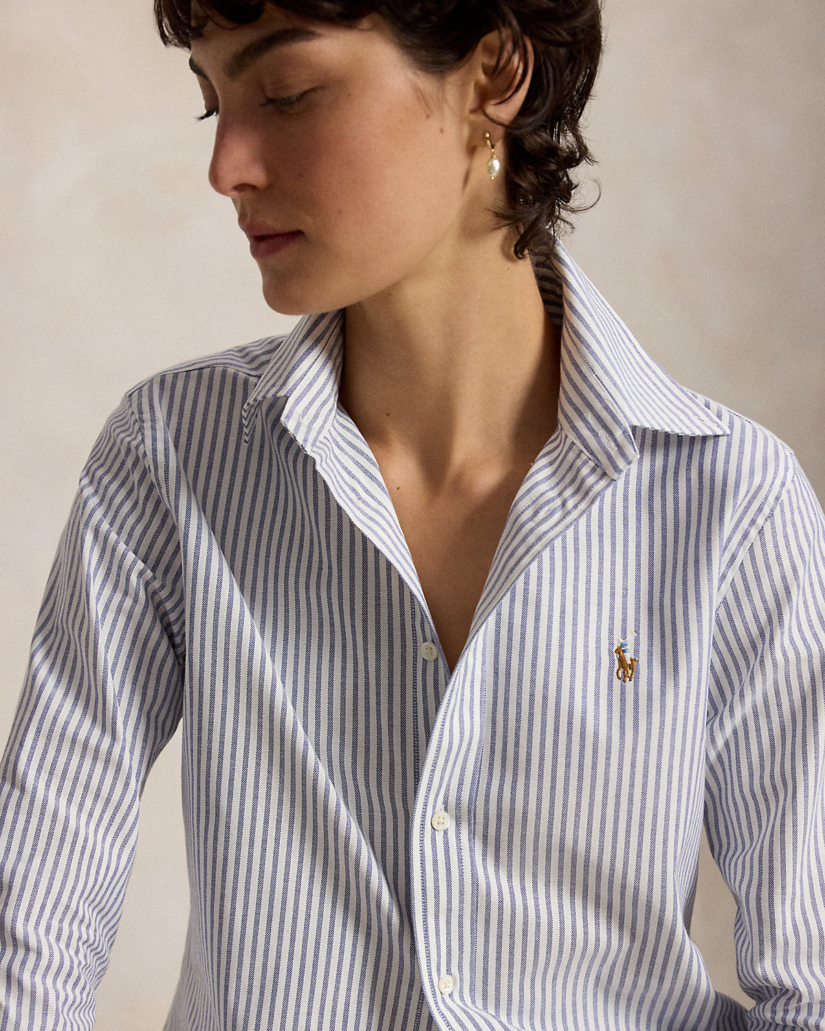 Stretch Slim Fit Striped Oxford Shirt