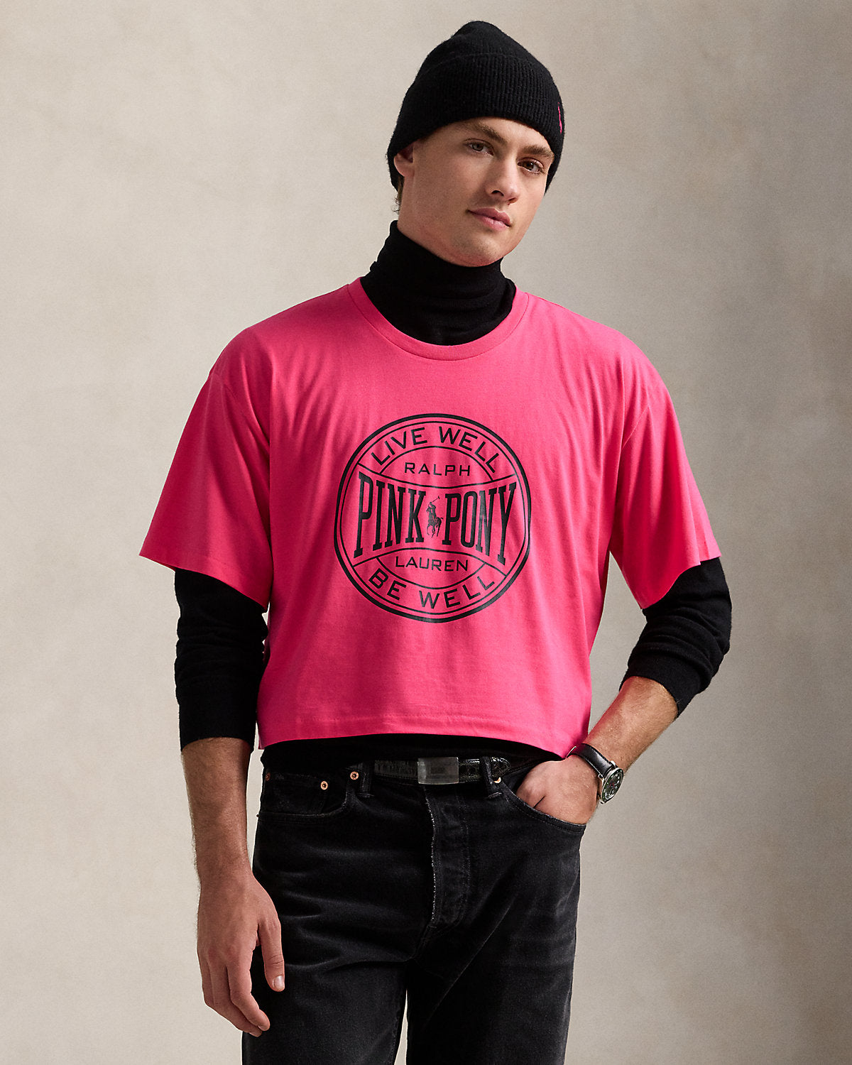 Pink Pony Cotton Jersey Cropped Tee