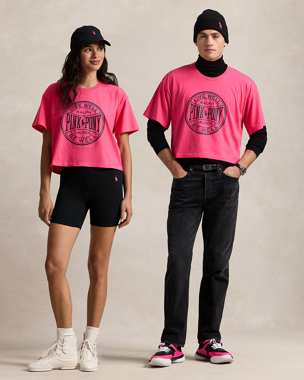 Pink Pony Cotton Jersey Cropped Tee