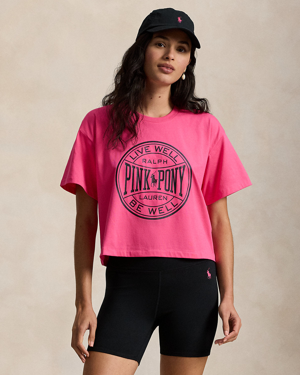 Pink Pony Cotton Jersey Cropped Tee