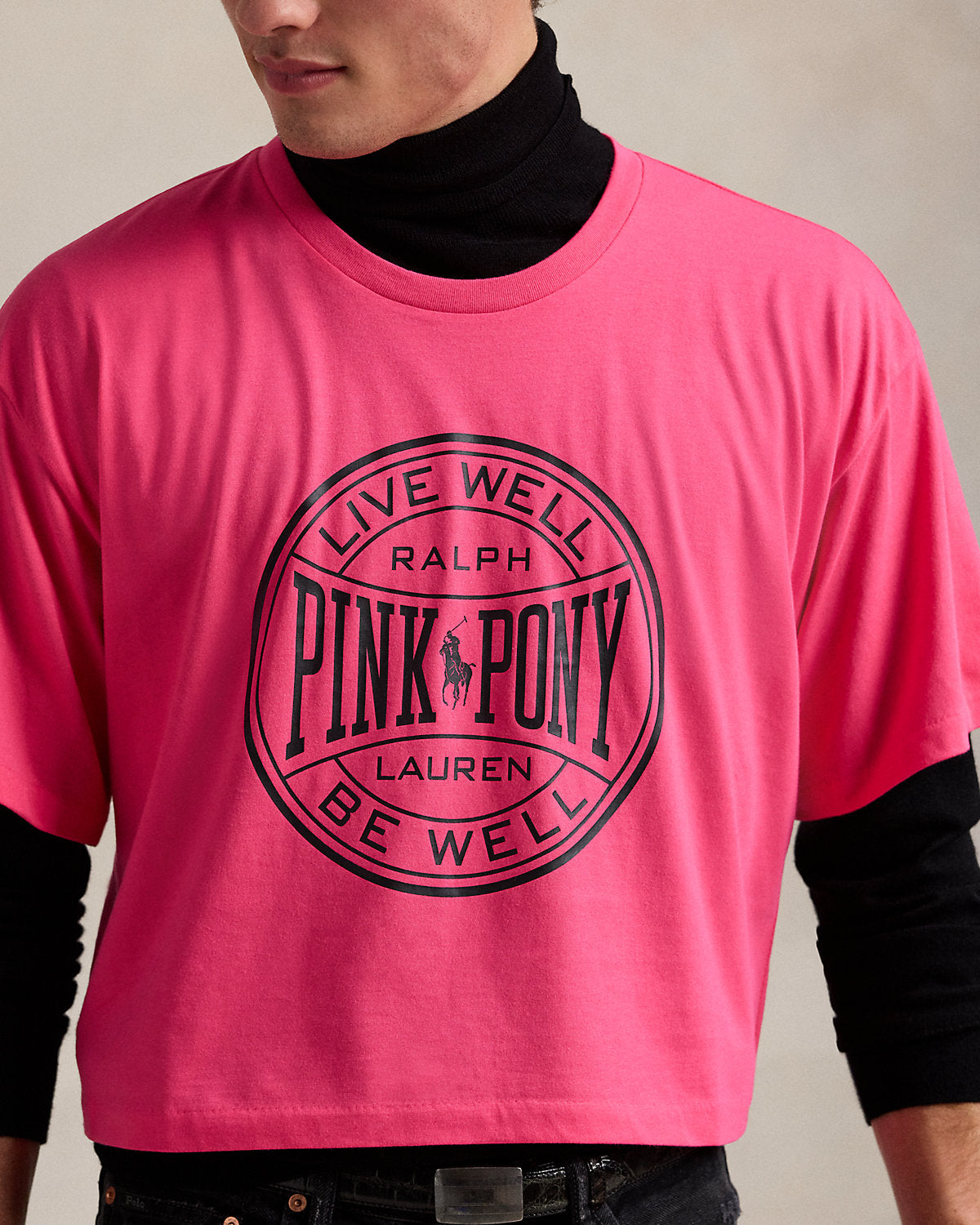 Pink Pony Cotton Jersey Cropped Tee