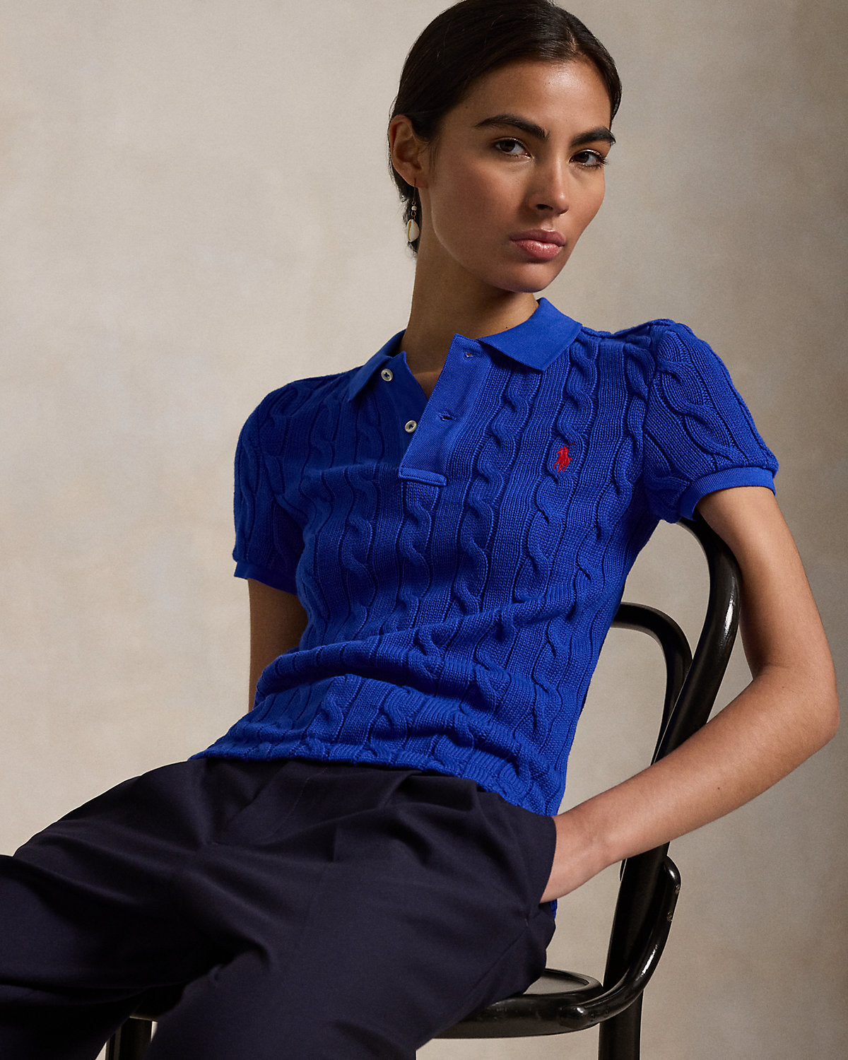 Cable-Knit Polo Shirt