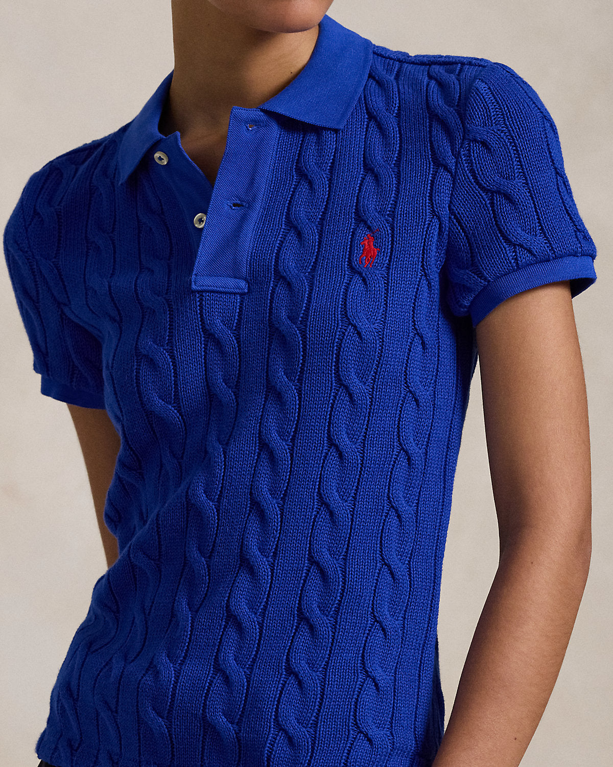 Cable-Knit Polo Shirt