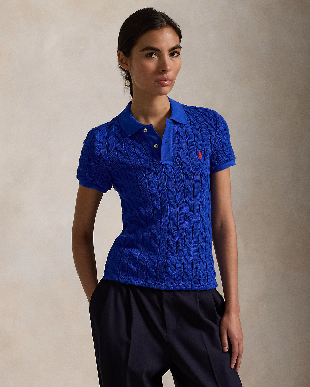 Cable-Knit Polo Shirt