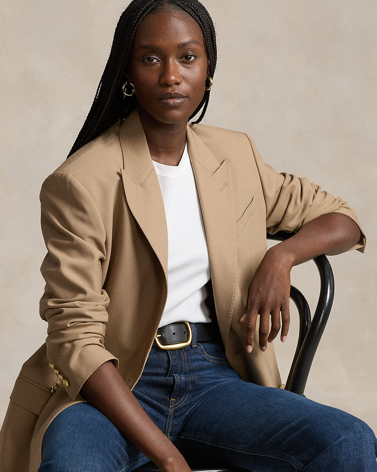 Double-Breasted Doeskin Wool Blazer