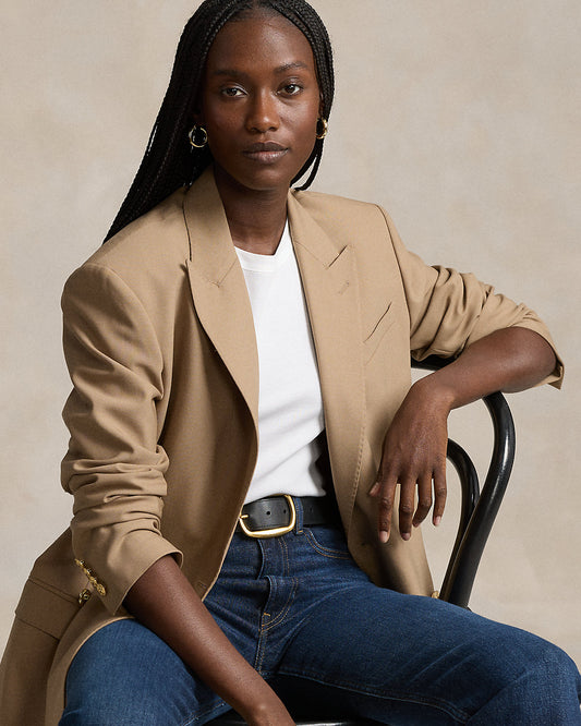 Double-Breasted Doeskin Wool Blazer