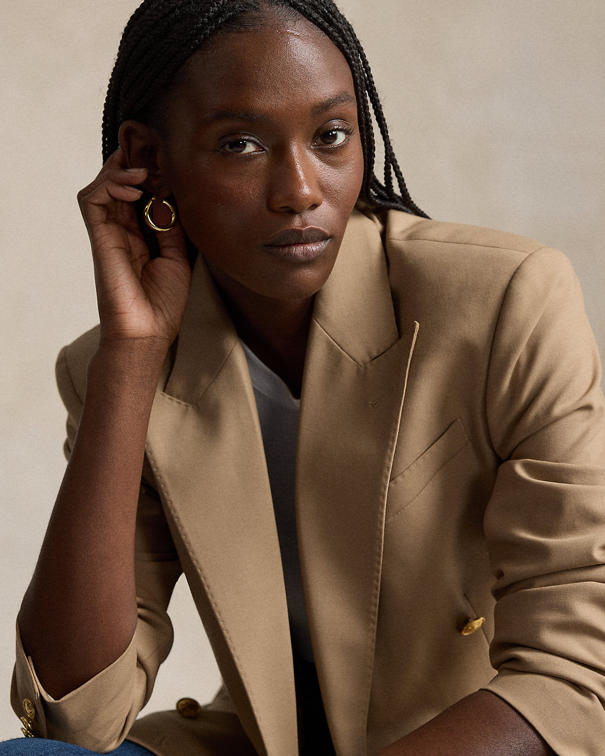 Double-Breasted Doeskin Wool Blazer