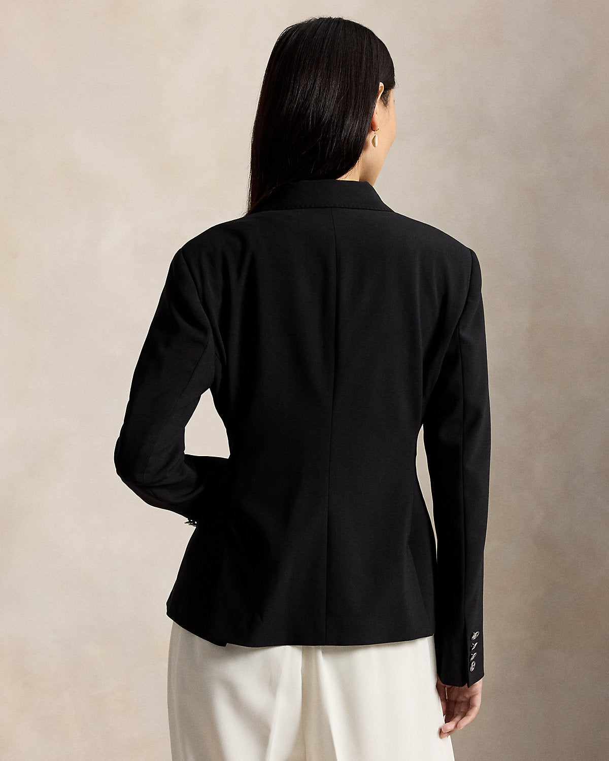 Double-Breasted Stretch-Wool Crop Blazer