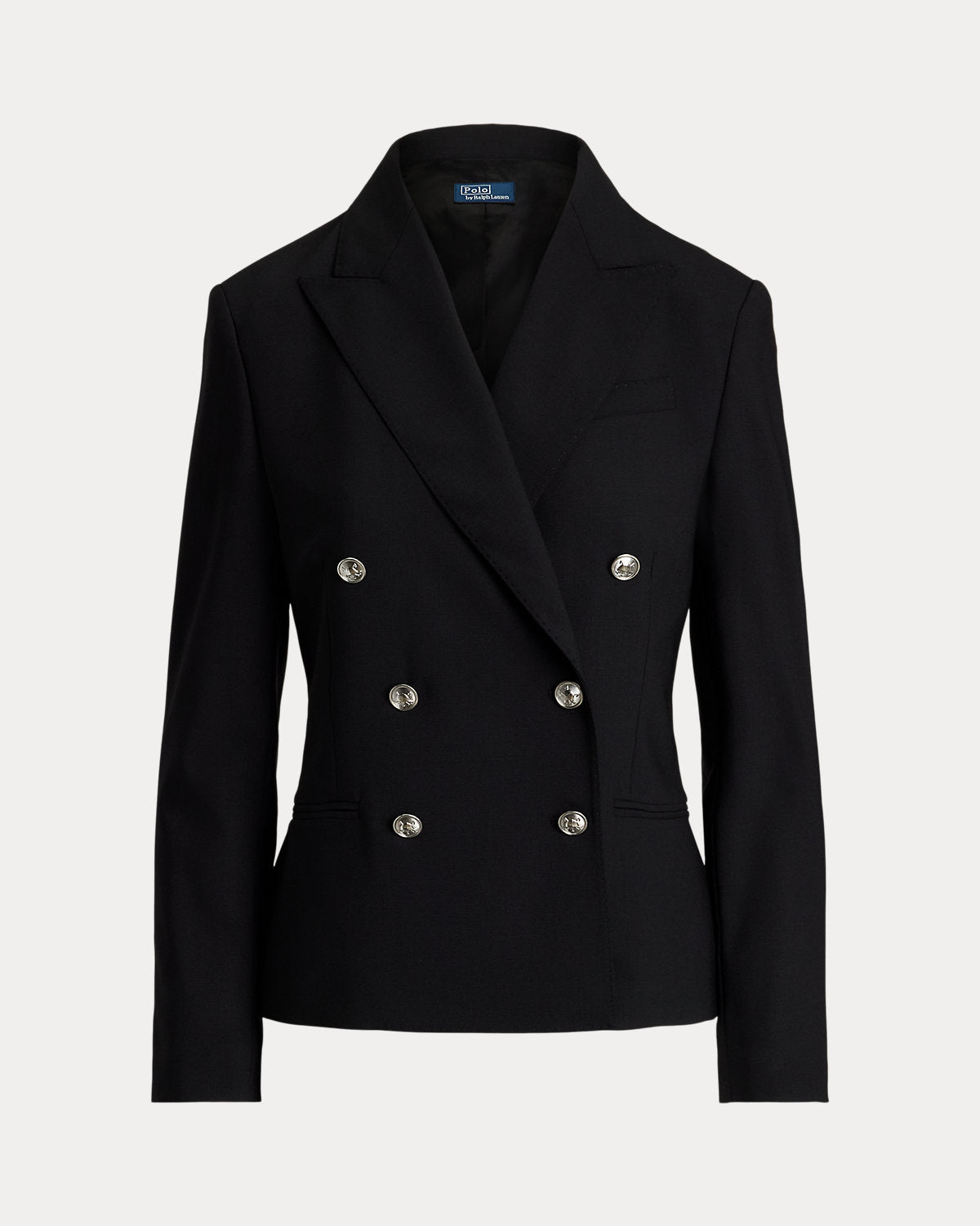 Double-Breasted Stretch-Wool Crop Blazer
