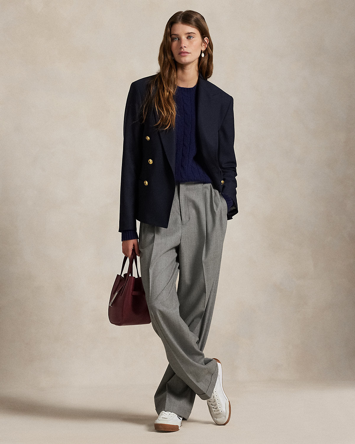 Double-Breasted Stretch-Wool Crop Blazer