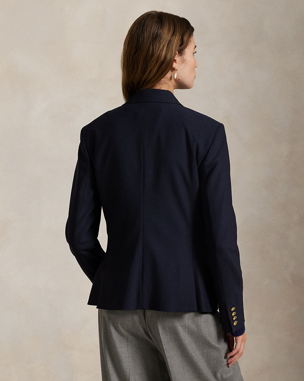 Double-Breasted Stretch-Wool Crop Blazer