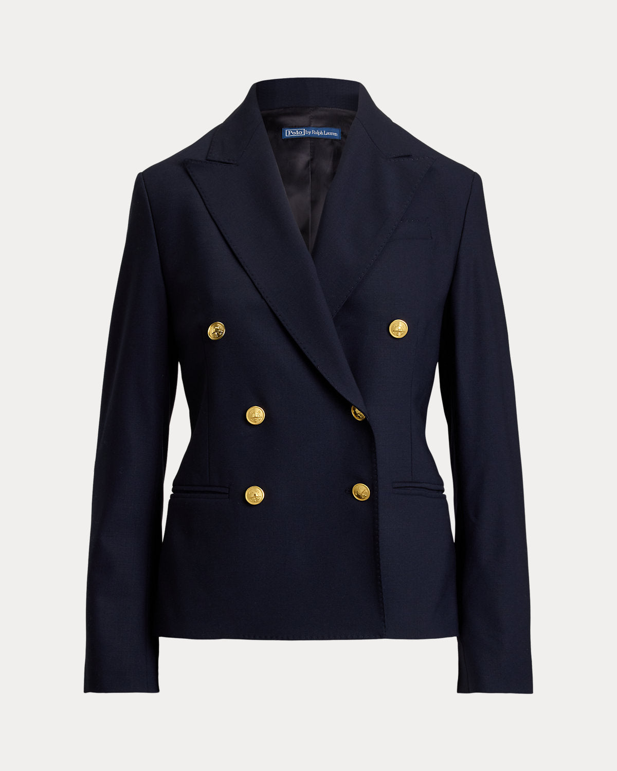 Double-Breasted Stretch-Wool Crop Blazer