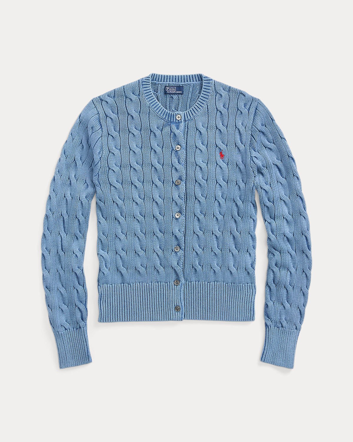 Cable-Knit Cotton Crewneck Cardigan