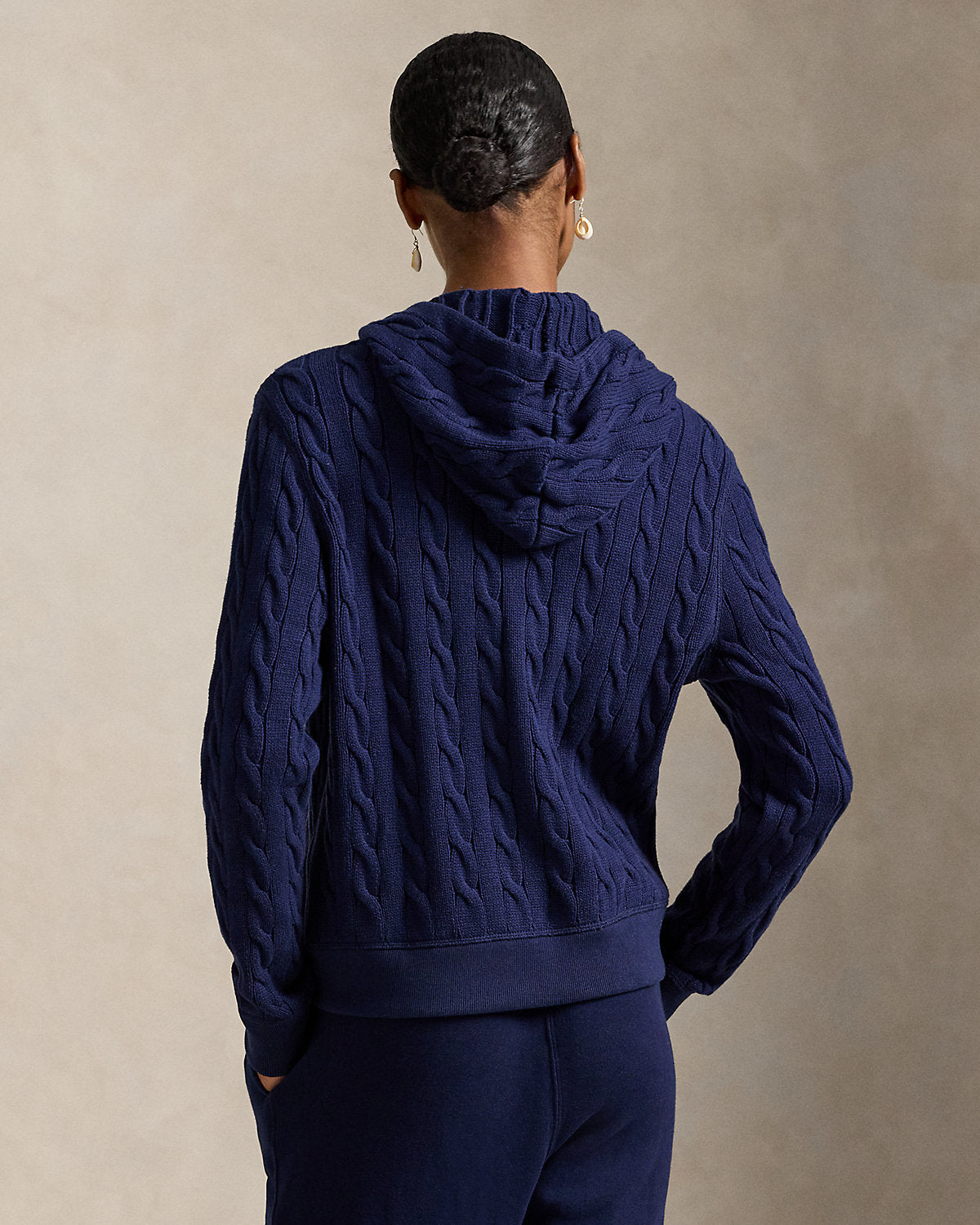 Cable-Knit Cotton Full-Zip Hoodie
