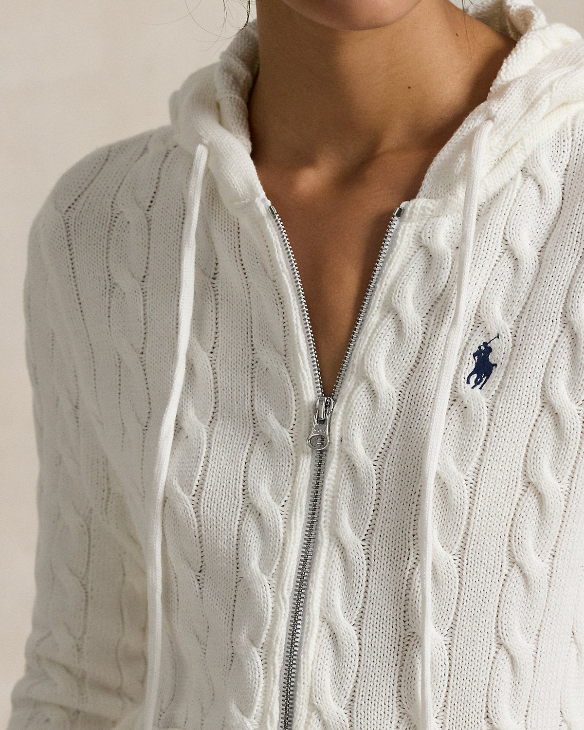 Cable-Knit Cotton Full-Zip Hoodie
