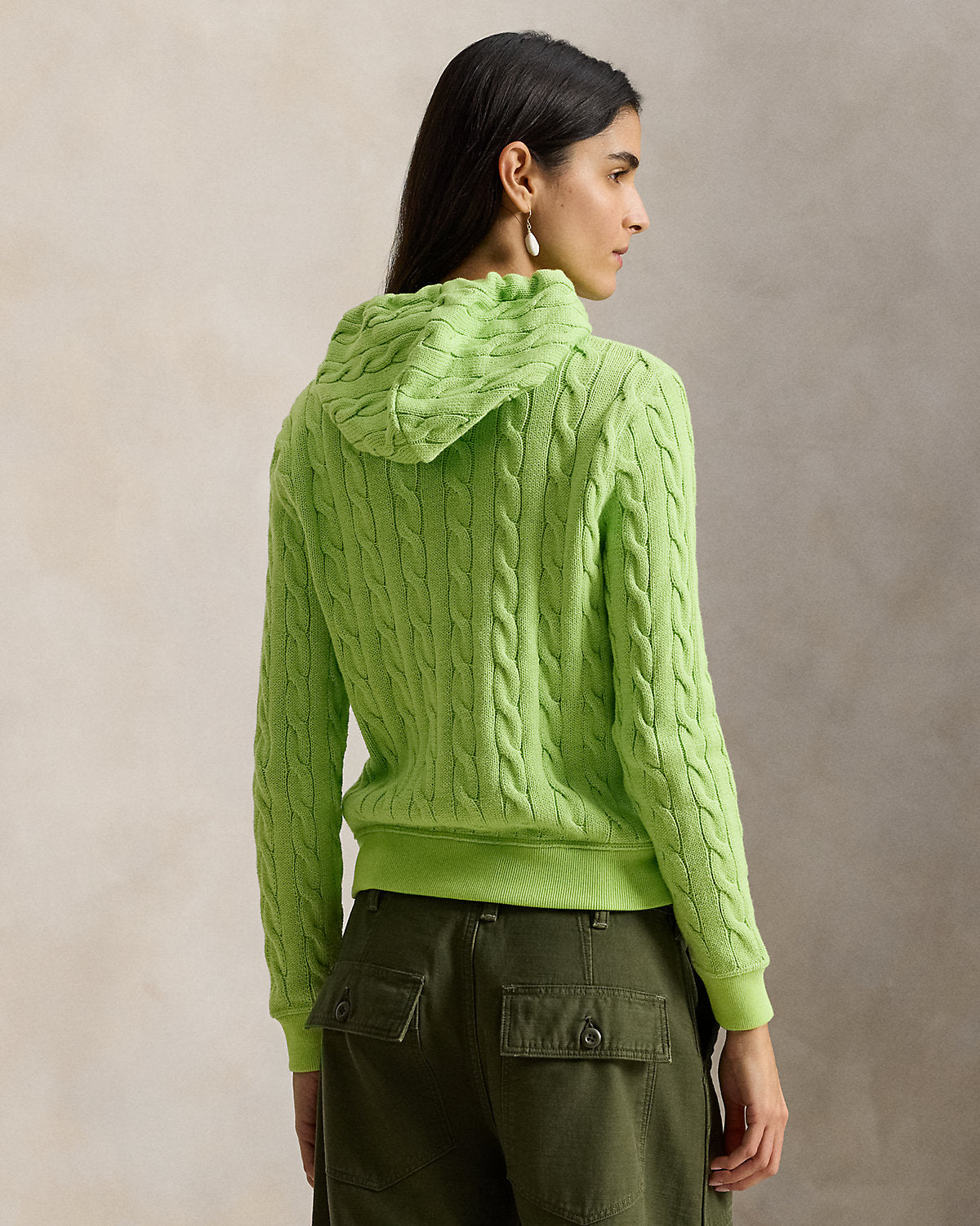 Cable-Knit Cotton Full-Zip Hoodie