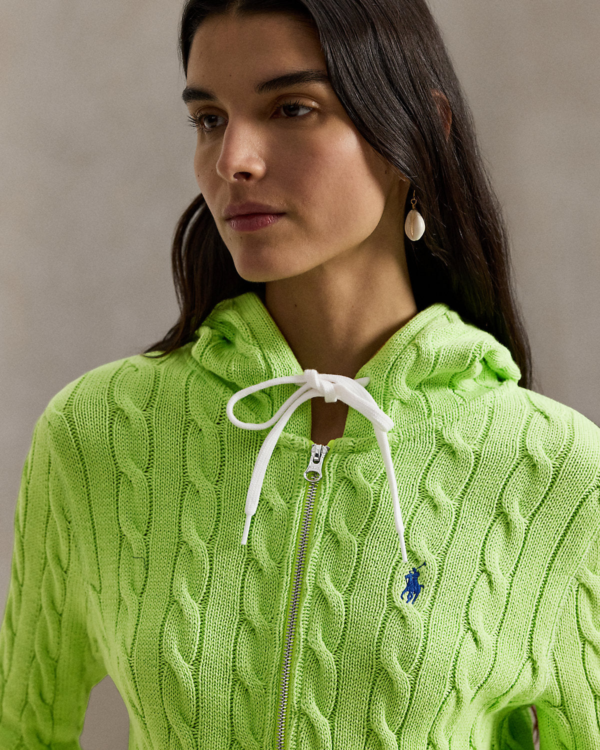 Cable-Knit Cotton Full-Zip Hoodie